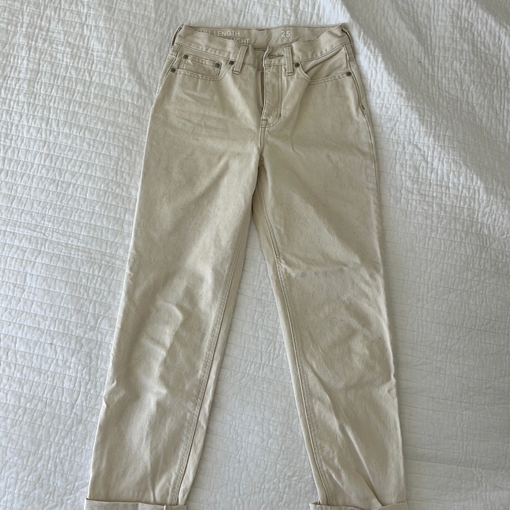 J. Crew full length classic Straight ecru jeans, size 25
